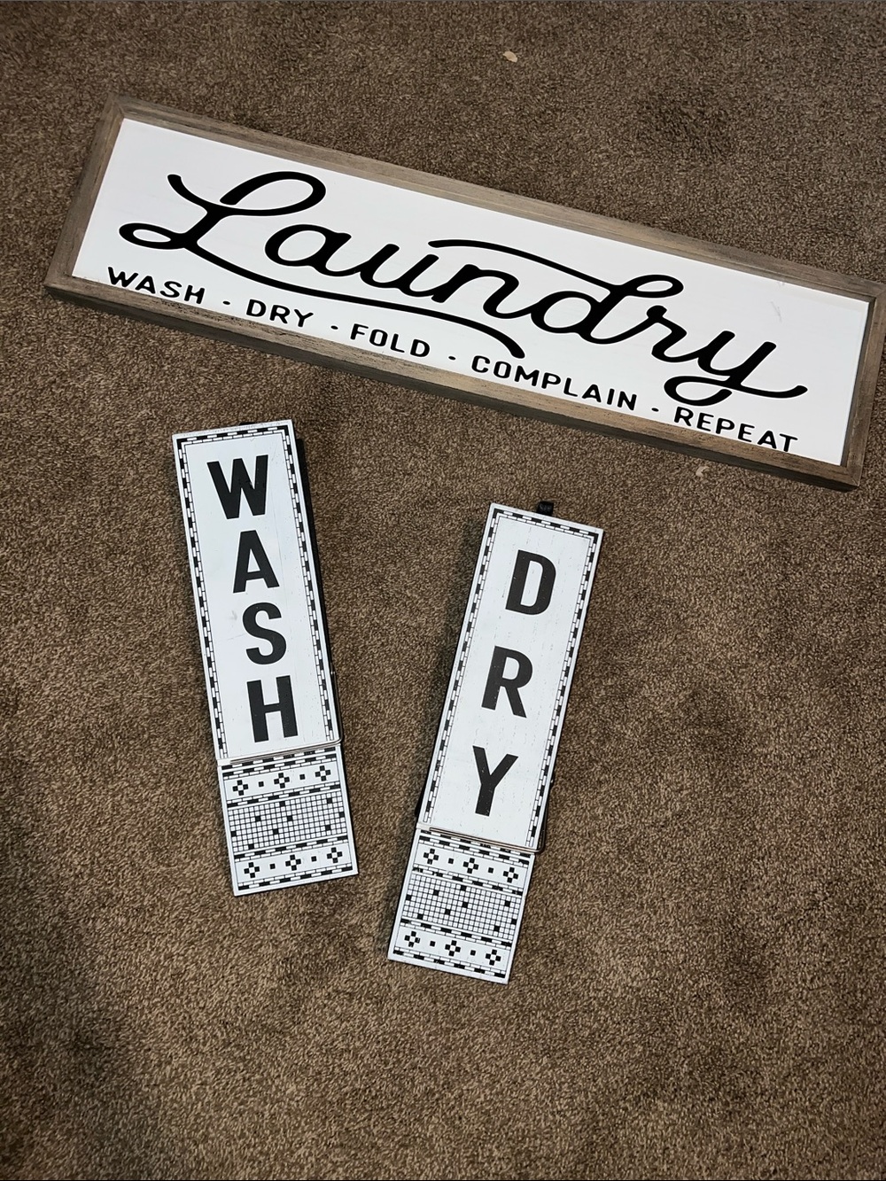 Laundry Sign Set - White & Black